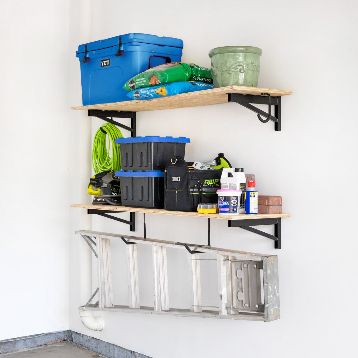 1' x 4' DIY Wall Shelf Brackets | Heavy Duty Garage Wall Shelves-Wall Mounted-Grease Monkey Garage