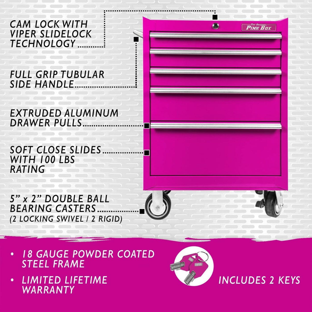 26-Inch 5-Drawer Rolling Cabinet-Grease Monkey Garage