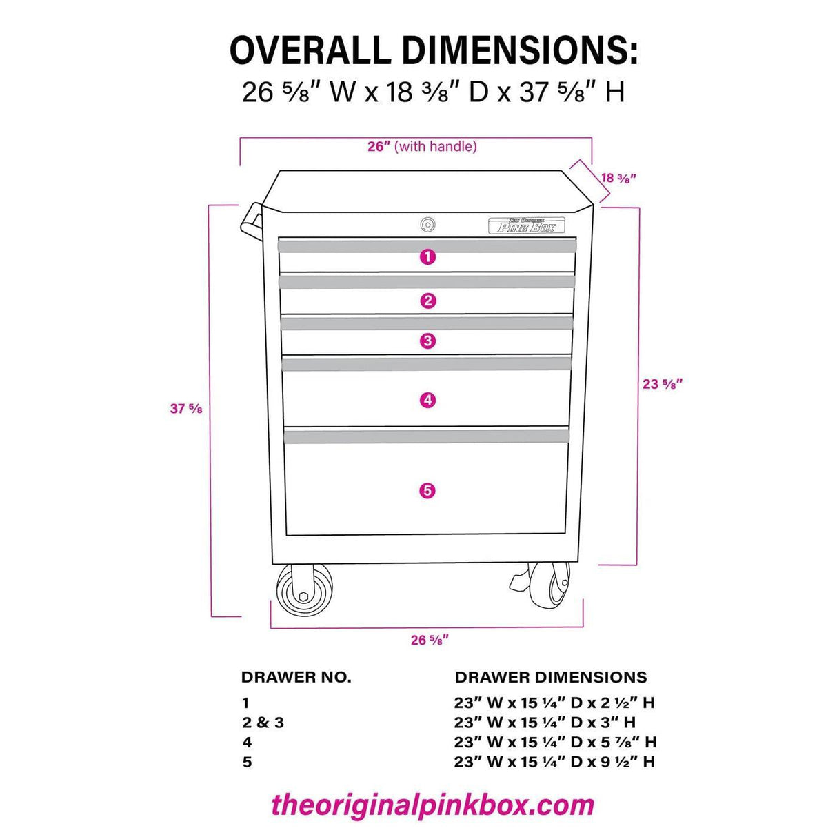 26-Inch 5-Drawer Rolling Cabinet-Grease Monkey Garage