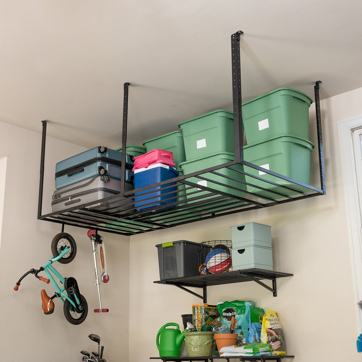 4' x 8' Faber Overhead Garage Storage with Hooks | Holds 700 lbs-Ceiling-Grease Monkey Garage