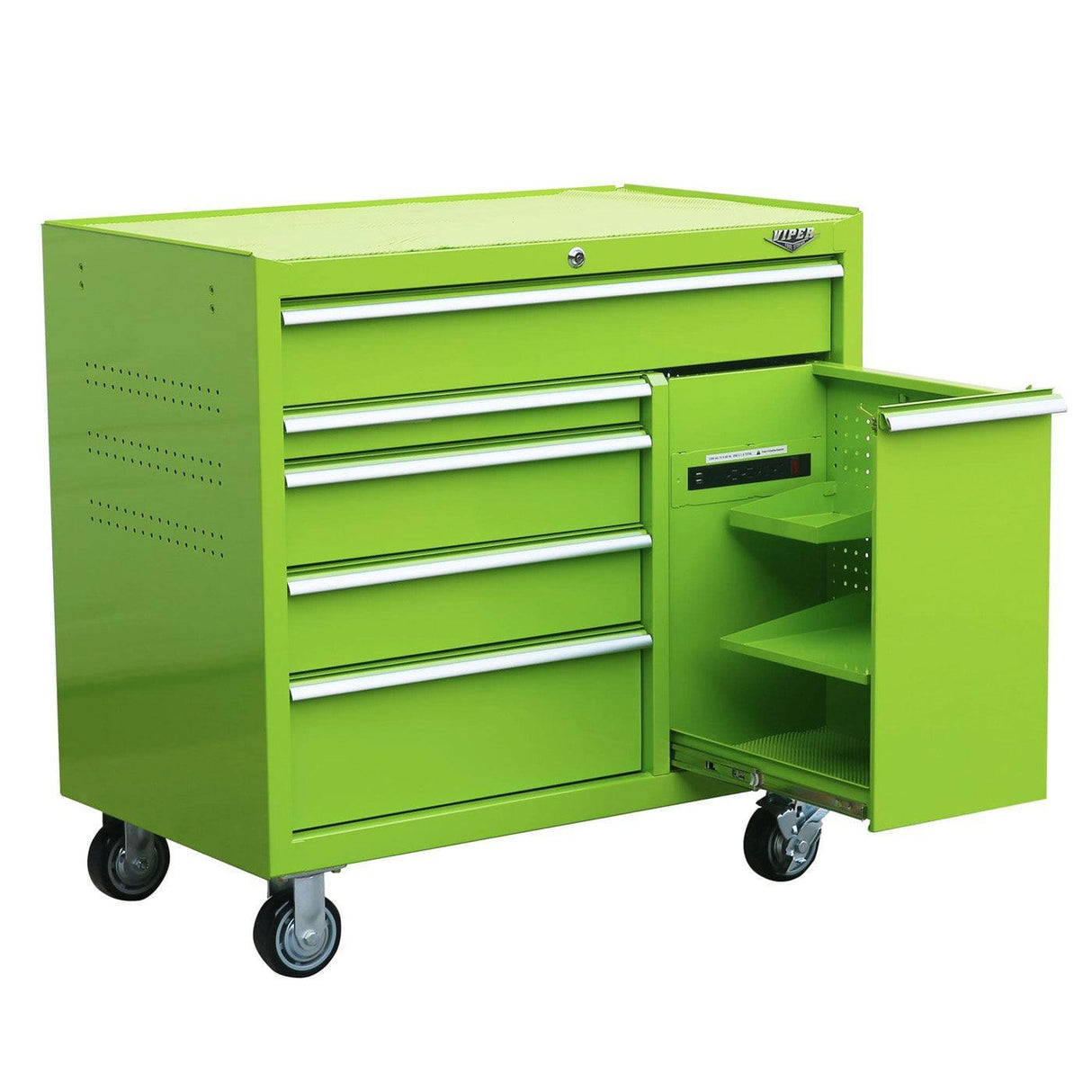 41-Inch 6-Drawer Rolling Cabinet with Power Drawer-Grease Monkey Garage