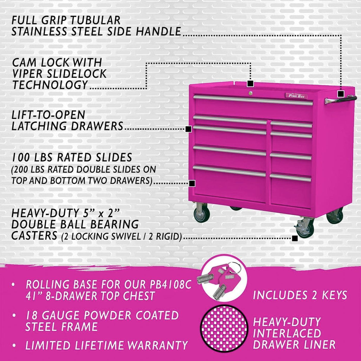 41-Inch 9-Drawer Rolling Cabinet-Grease Monkey Garage