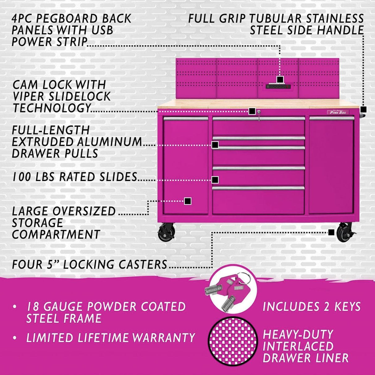 60-Inch 7-Drawer Workstation with Power Strip-Grease Monkey Garage