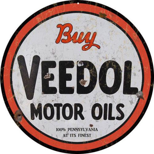 Aged Buy Veedol Motor Oils Metal Sign-Metal Signs-Grease Monkey Garage