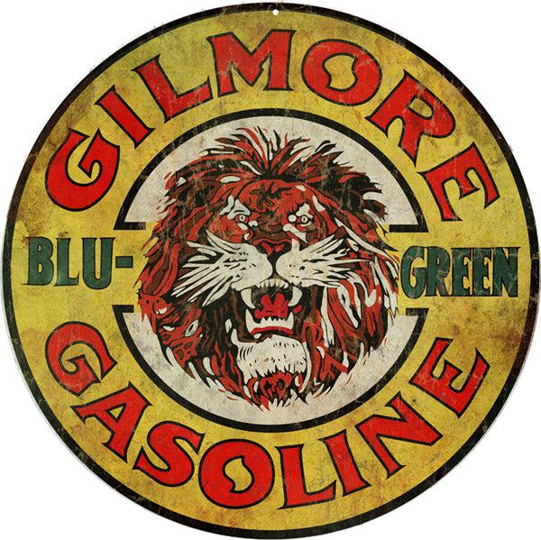 Aged Gilmore Gasoline Metal Sign-Metal Signs-Grease Monkey Garage