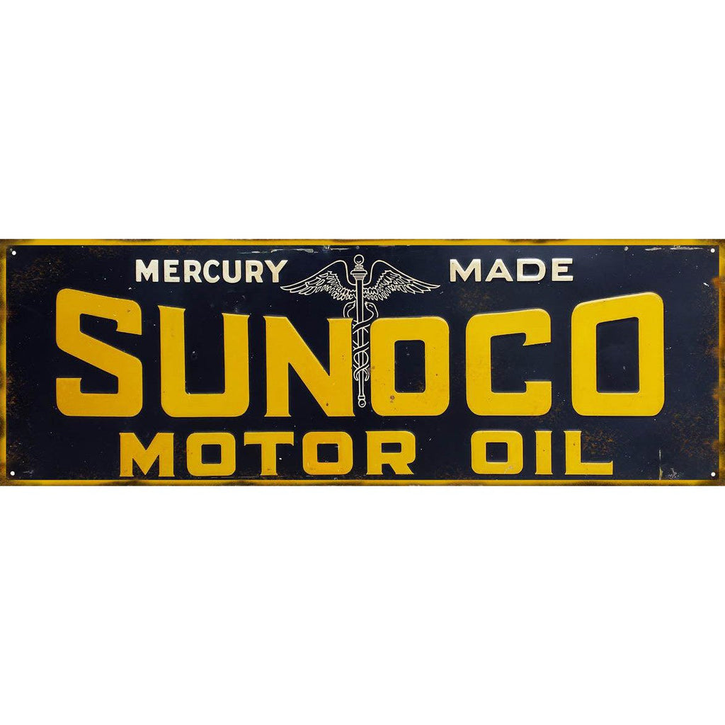 Aged Sunoco Motor Oil Metal Sign-Metal Signs-Grease Monkey Garage
