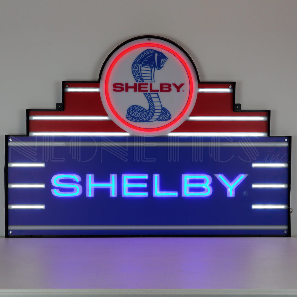 Art Deco Marquee Shelby LED Flex-Neon Sign in Steel Can-Grease Monkey Garage