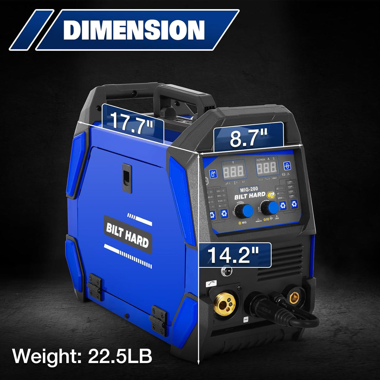 BILT HARD 200A MIG Welder, MIG/Flux Core MIG/Lift TIG/Stick 4-in-1 Welding Machine w/IGBT Inverter, 110V/220V Multi-Process Welder with Screen Display-Welder-Grease Monkey Garage
