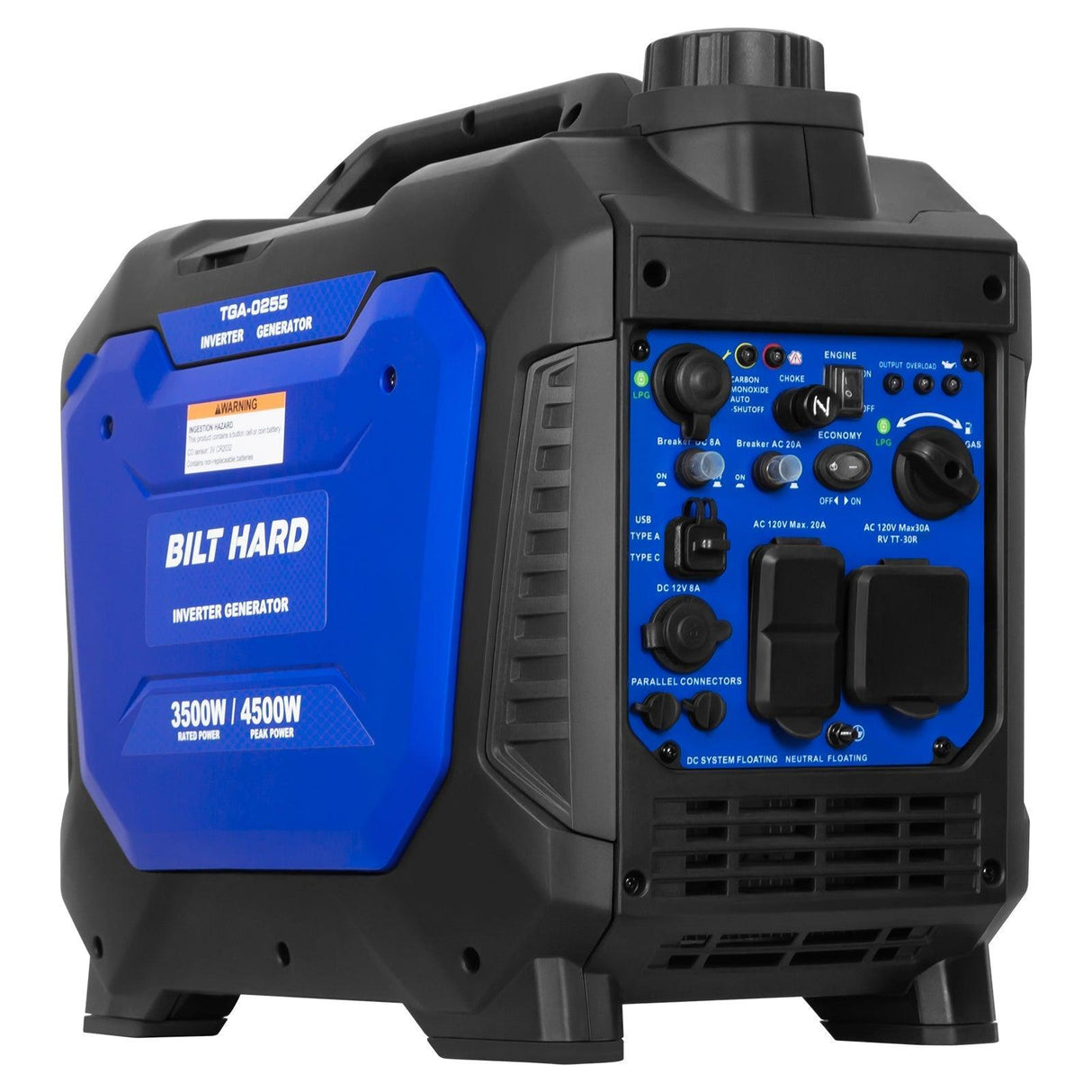 BILT HARD 4500W Dual Fuel Inverter Generator – Gas/Propane, Ducar® Engine, Quiet, CO Sensor, RV Ready, Portable Power for Home & Camping-Generator-Grease Monkey Garage