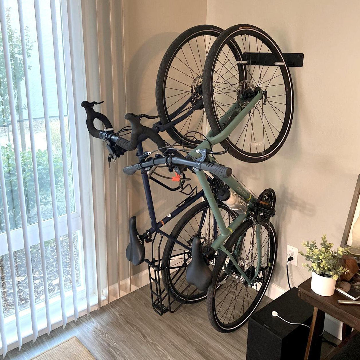 Blackstone Bike Storage Rack | 2 Bikes | Black-Wall Mounted-Grease Monkey Garage
