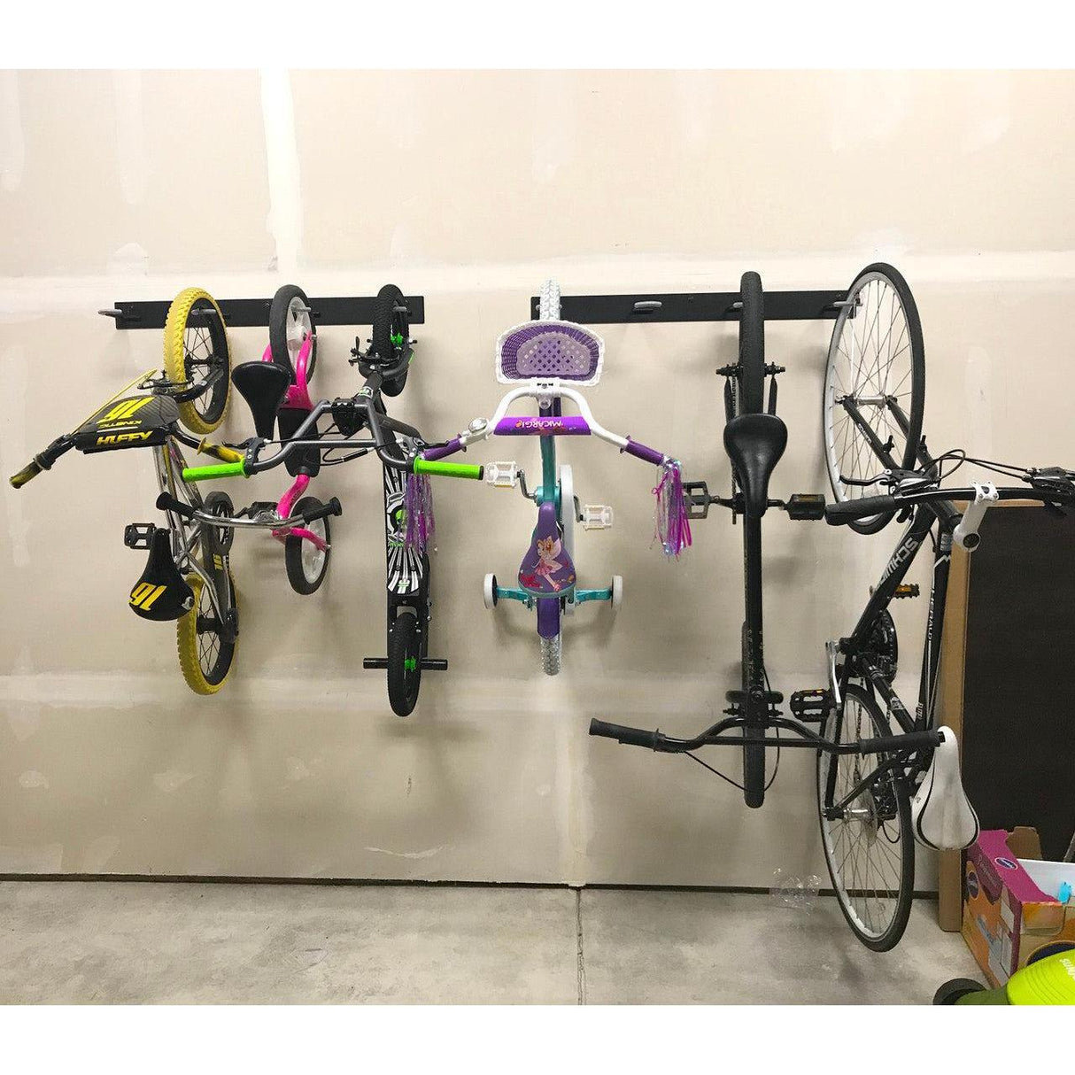 Blackstone Bike Storage Rack | 4 Bikes | Black-Wall Mounted-Grease Monkey Garage