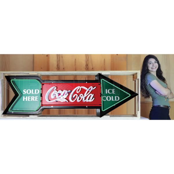 Coca-Cola Arrow Neon Sign in Shaped Metal Can-Neon Signs-Grease Monkey Garage