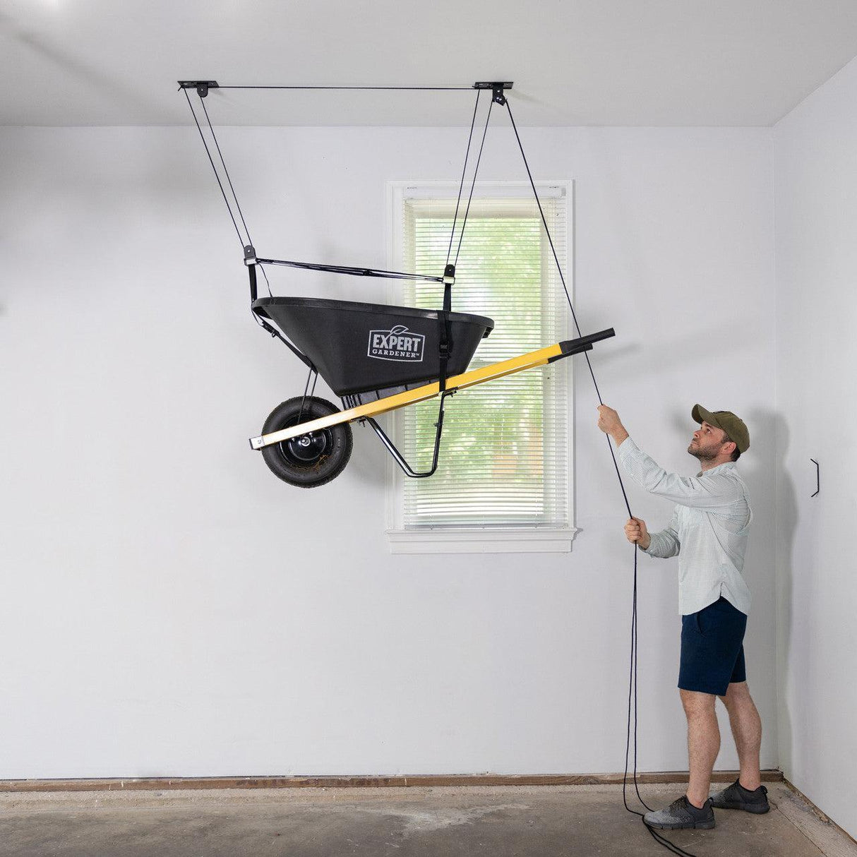 Essential Wheelbarrow Garage Ceiling Storage Hoist | Holds up to 150 lbs | 14' Lift-Ceiling-Grease Monkey Garage