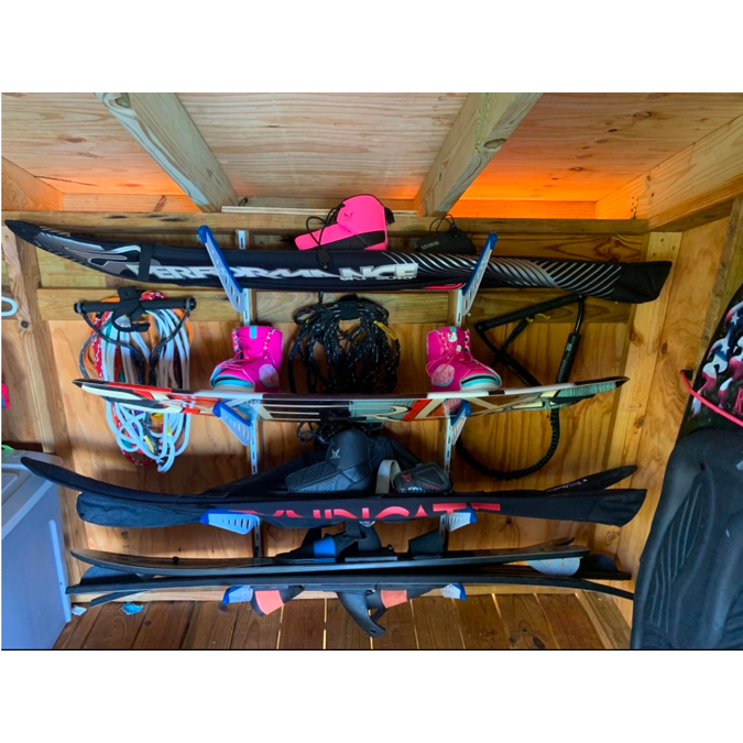 Fontana Water Ski Storage | Adjustable XSR | 4 Levels | Black-Wall Mounted-Grease Monkey Garage