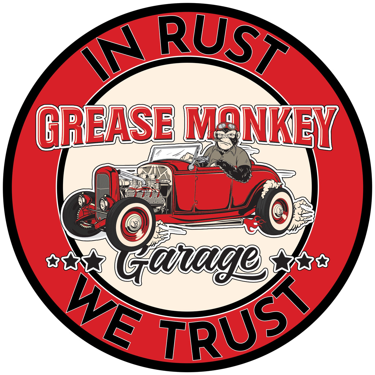 Grease Monkey Garage In Rust We Trust Metal Sign-Metal Signs-Grease Monkey Garage