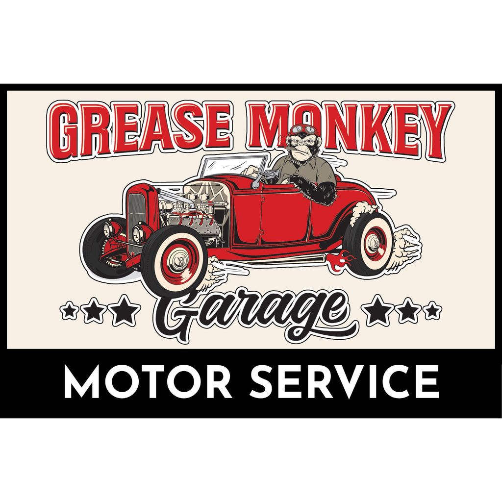 Grease Monkey Garage Motor Service Metal Sign-Metal Signs-Grease Monkey Garage