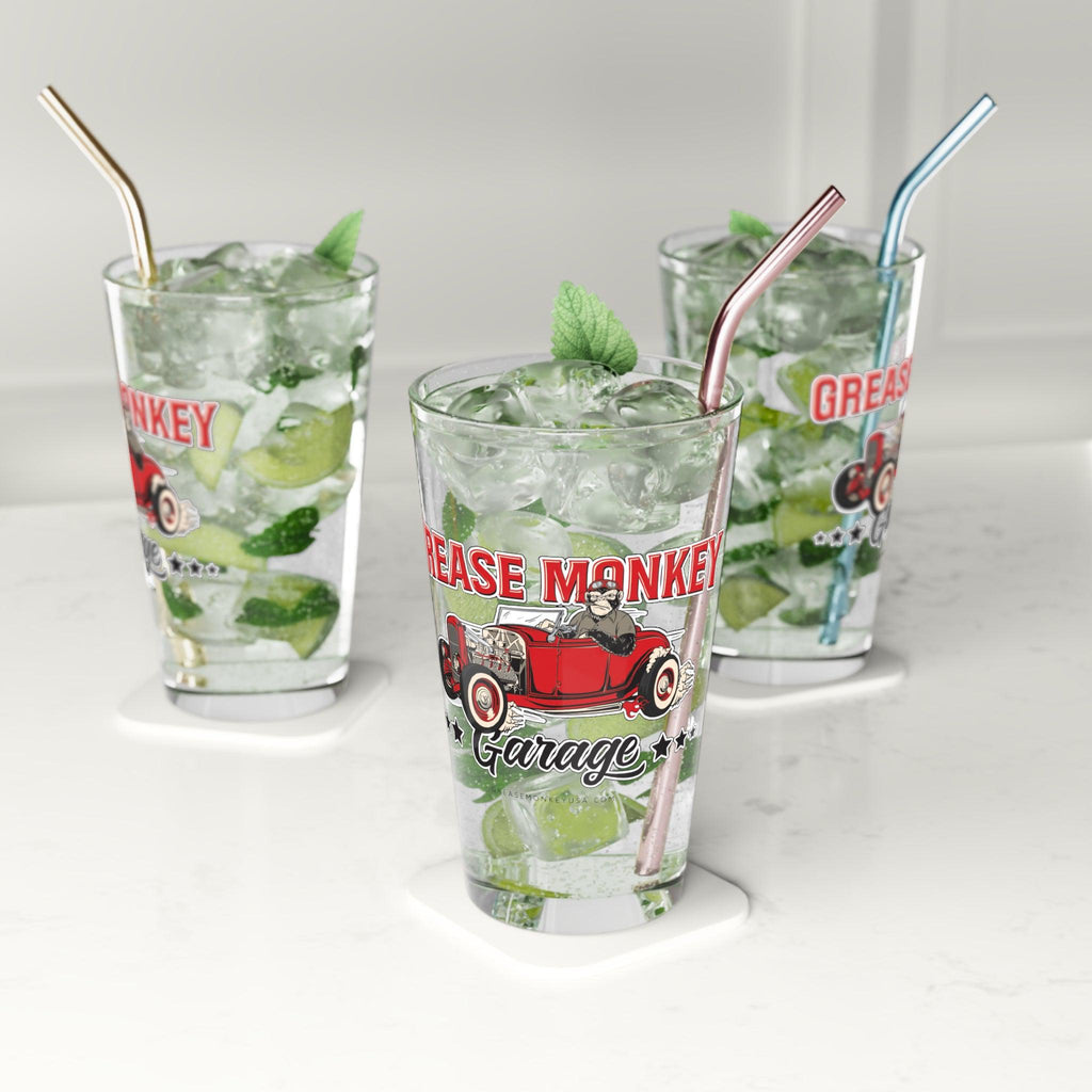 Grease Monkey Garage Shaker Pint Glass, 16oz-Mug-Grease Monkey Garage