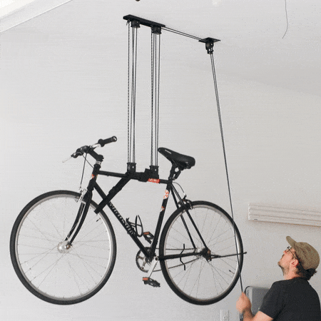 Heavy Duty Bike Hoist | Easy-Lift Overhead Bicycle Storage-Ceiling-Grease Monkey Garage