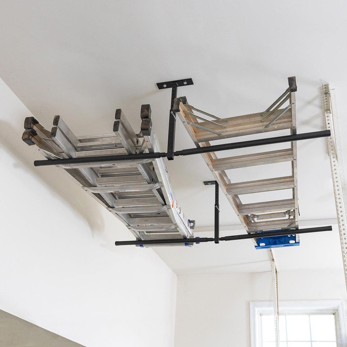 Hi-Port 2 | Ladder Adjustable Ceiling Storage Rack | Double | Holds 150 lbs-Ceiling-Grease Monkey Garage