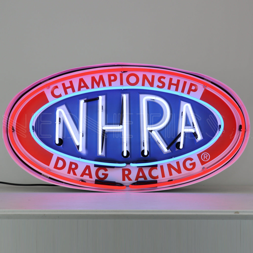 NHRA Oval Neon Sign in Steel Can-Neon Signs-Grease Monkey Garage