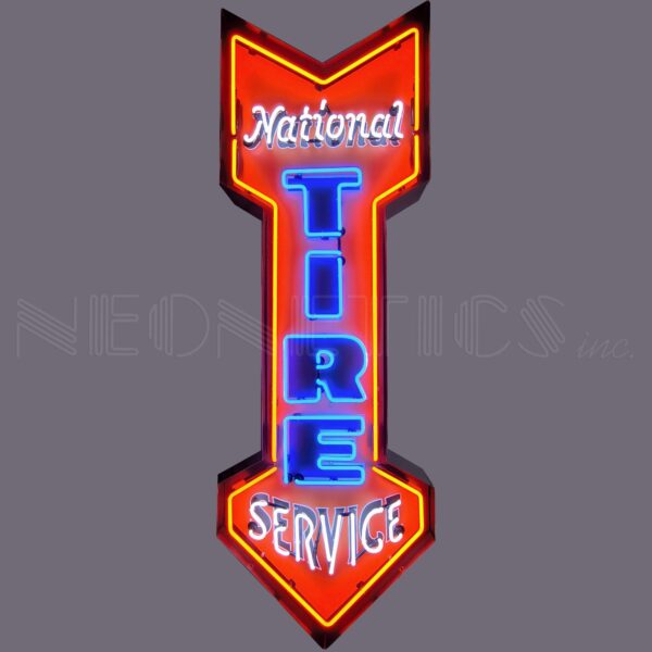 National Tire Service Neon Sign in Steel Can-Neon Signs-Grease Monkey Garage