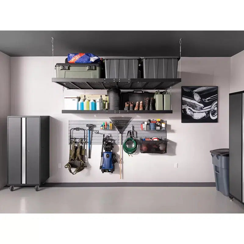 Pro Series 4 ft. x 8 ft. Wall Mounted Steel Shelf in Black (Set of 2)-Grease Monkey Garage