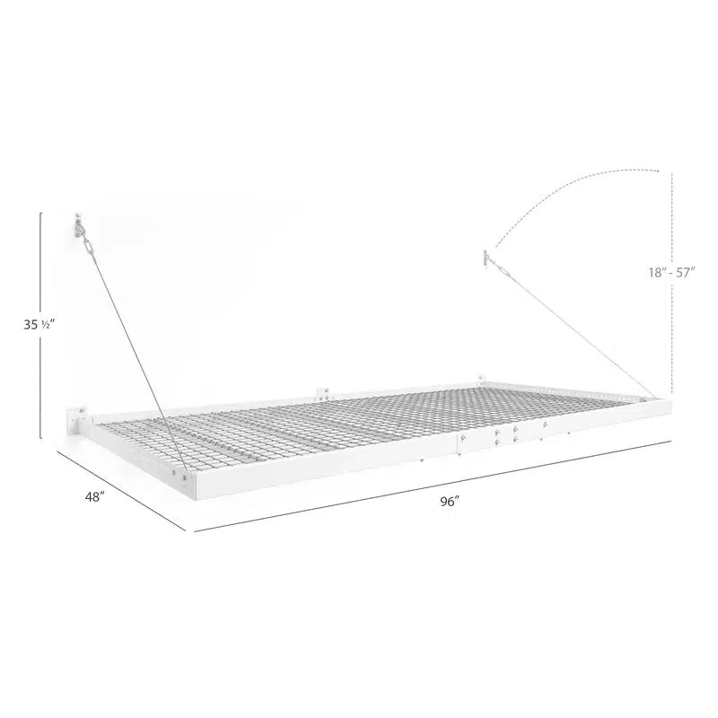 Pro Series 4 ft. x 8 ft. Wall Mounted Steel Shelf in White (Set of 2)-Grease Monkey Garage