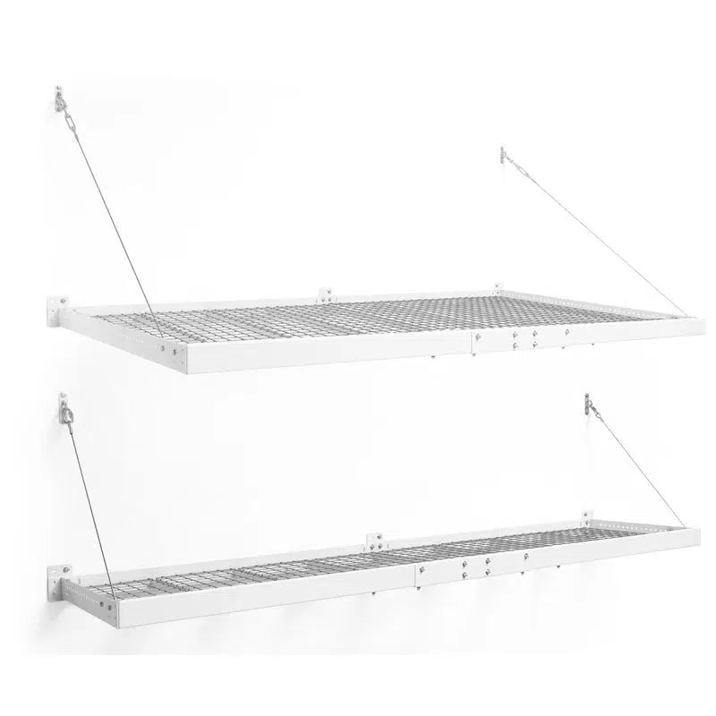 Pro Series White 4x8ft and 2x8ft Wall Mounted Shelf-Grease Monkey Garage