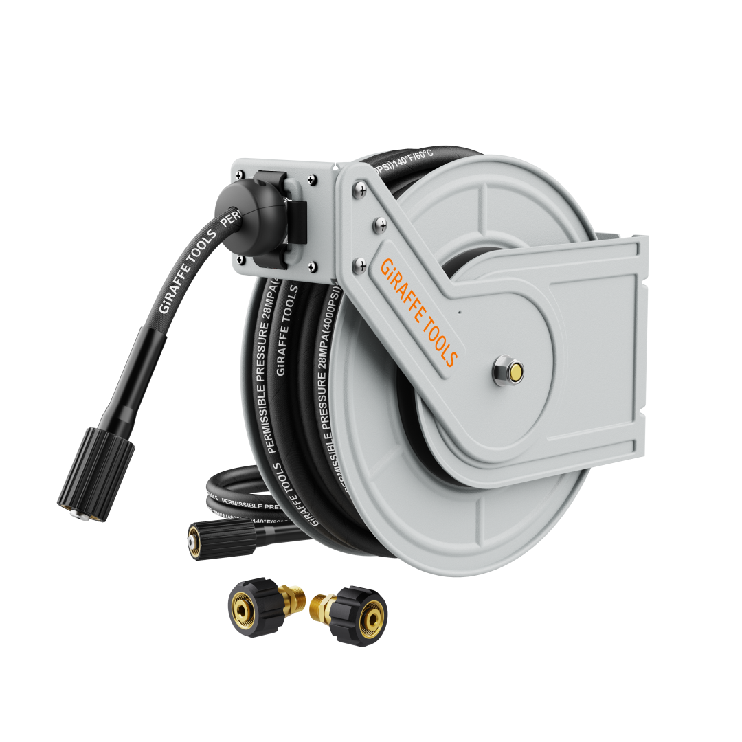 Retractable Pressure Hose Reel-1/4in-Retractable Pressure Hose Reel-Grease Monkey Garage