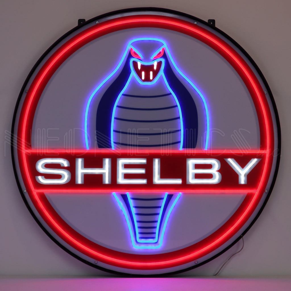 Shelby Cobra LED Flex-Neon Sign in Steel Can-Grease Monkey Garage