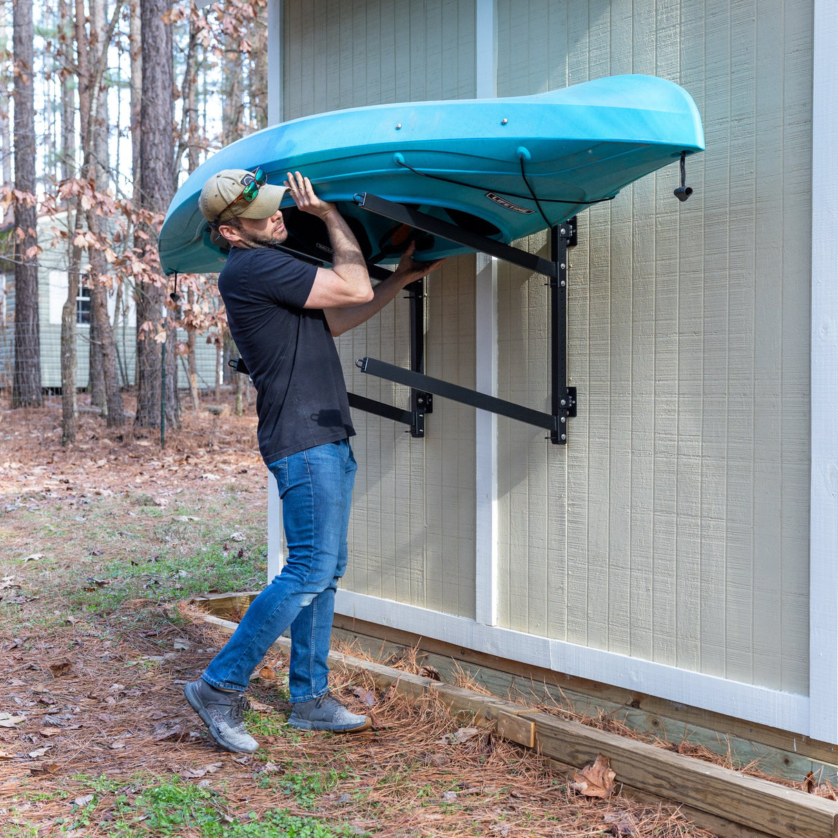 Shenandoah Kayak Storage | Outdoor Adjustable Rack | 2 Levels-Wall Mounted-Grease Monkey Garage