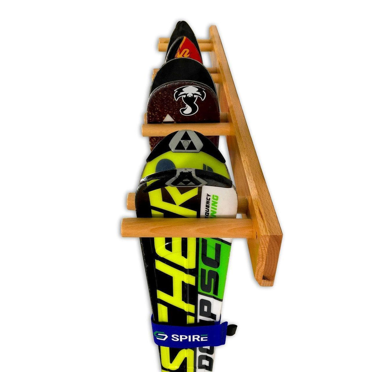 Snowbird Ski Storage Wood Rack | Holds 4 Pairs of Skis-Wall Mounted-Grease Monkey Garage