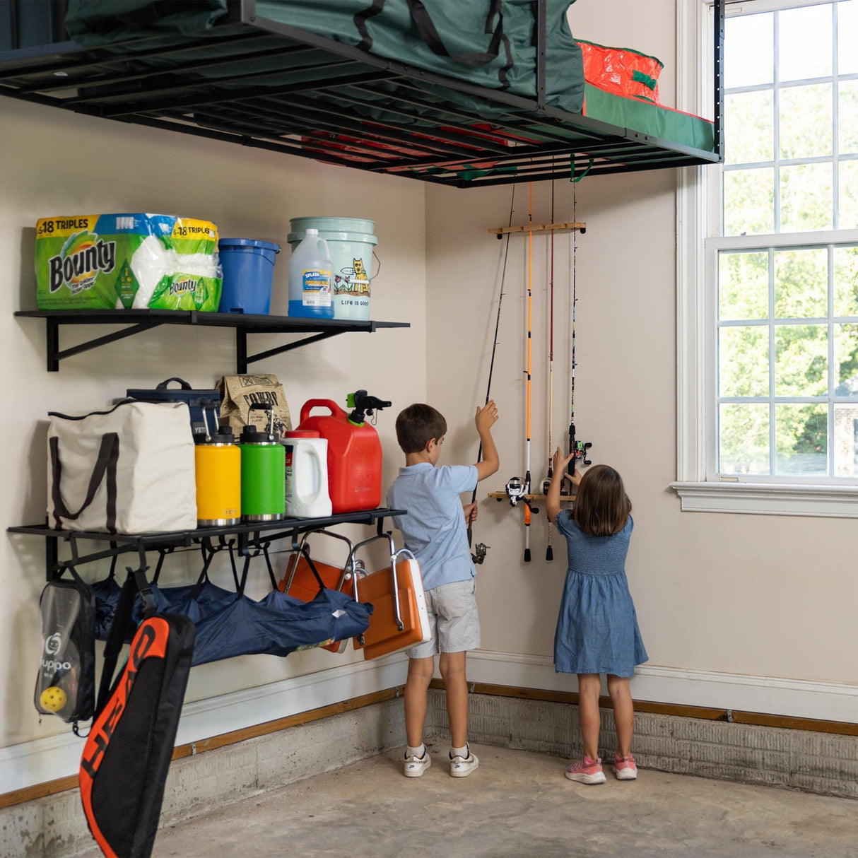 Stillwater Fishing Pole Storage Rack | Holds up to 8 Rods-Wall Mounted-Grease Monkey Garage