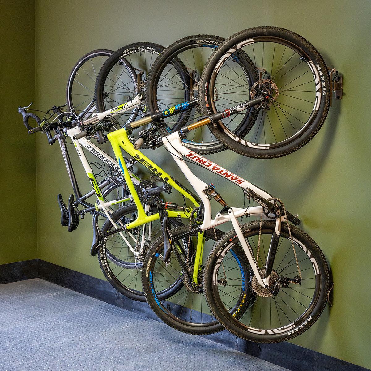 Swivel Mount Bike Storage Rack | 4 Bicycle | Garage Wall Hook | Mud-Wall Mounted-Grease Monkey Garage