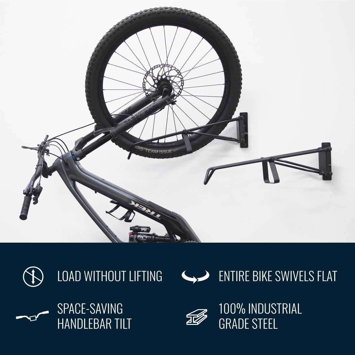 SwivelStow No-Lift Mountain Bike Rack | 2 Pack-Wall Mounted-Grease Monkey Garage