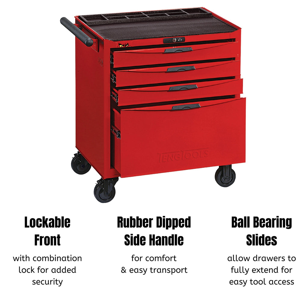 Teng Tools 4 Drawer Heavy Duty Roller Cabinet Tool Chest / Wagon - TCW804N-Tool Storage-Grease Monkey Garage