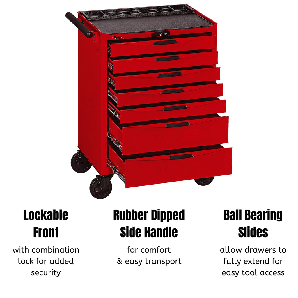 Teng Tools 7 Drawer Heavy Duty Roller Cabinet Tool Chest / Wagon - TCW807N-Tool Storage-Grease Monkey Garage