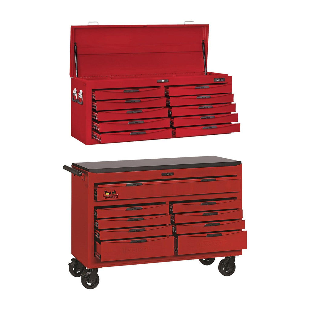 Teng Tools 8 Series 53 Inch 9 Drawer Roller Cabinet And 10 Drawer Top Box - TCW809N-Tool Storage-Grease Monkey Garage