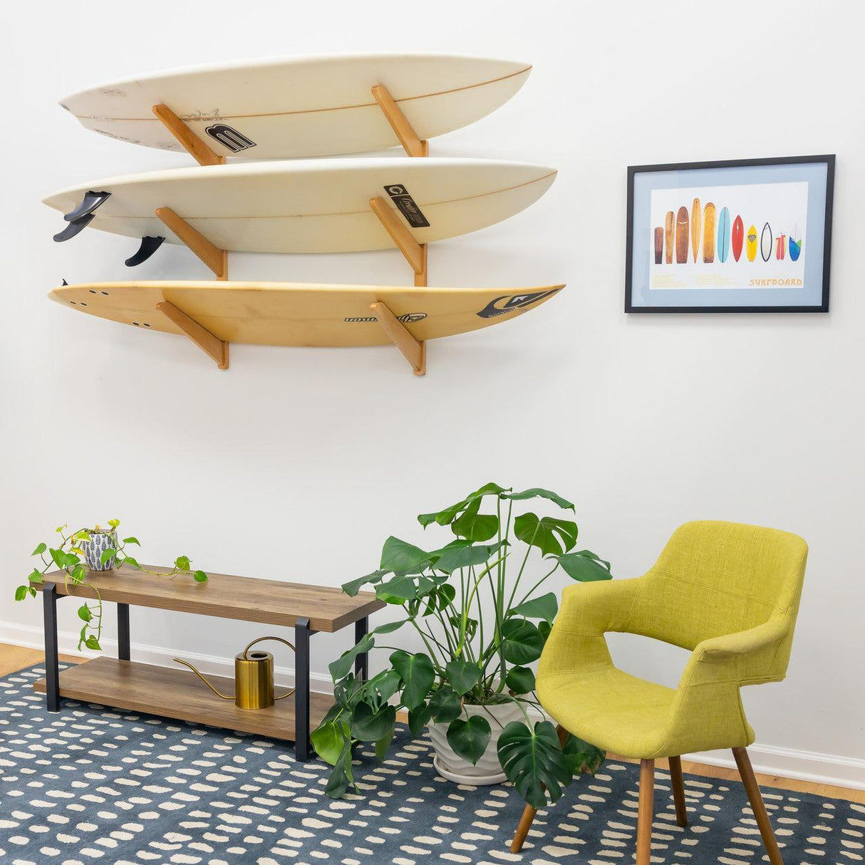 TidyTimber Surfboard Storage Wood Rack | Holds 3 Surfboards-Wall Mounted-Grease Monkey Garage