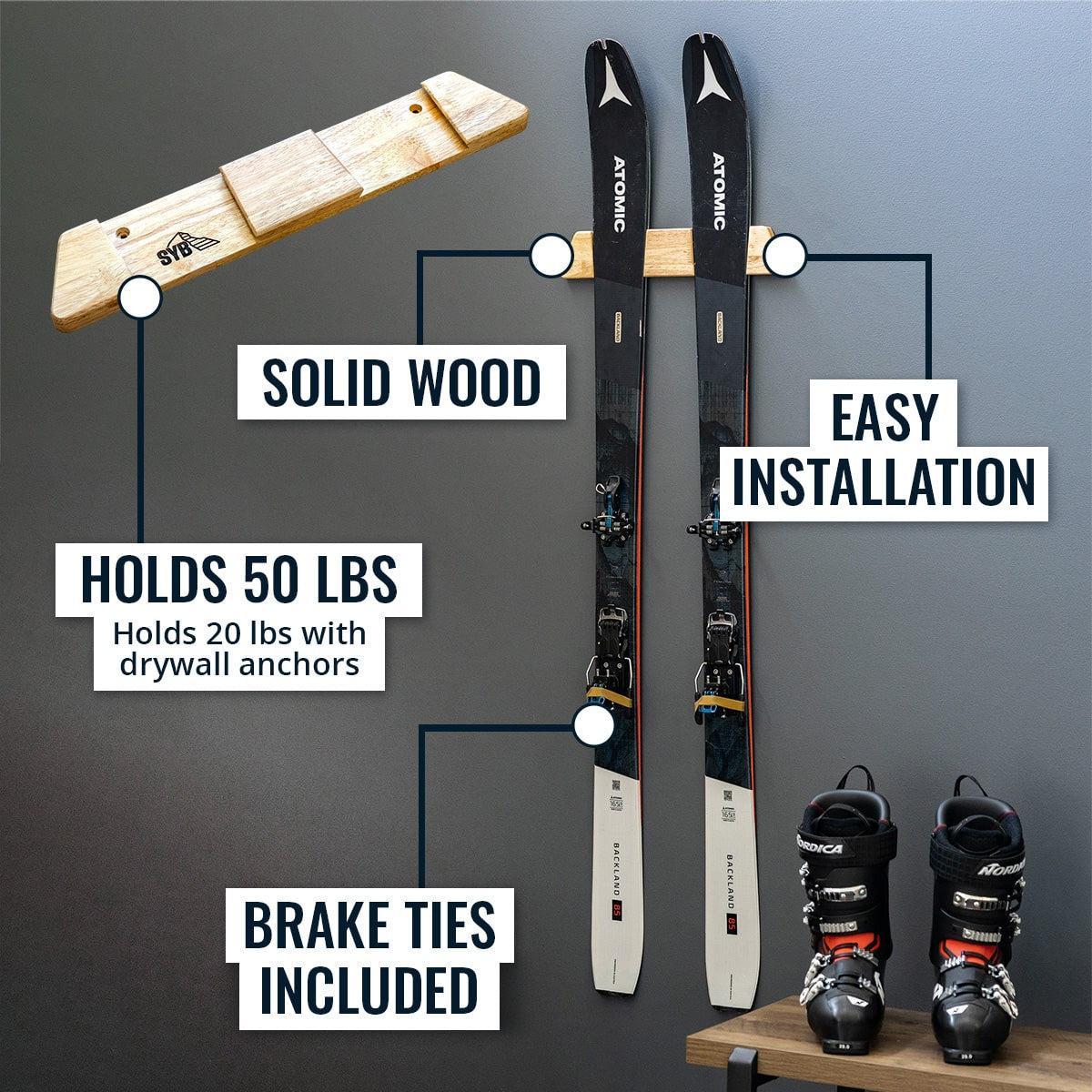 Vail Ski Display | Minimalist Wood Rack | Large-Wall Mounted-Grease Monkey Garage