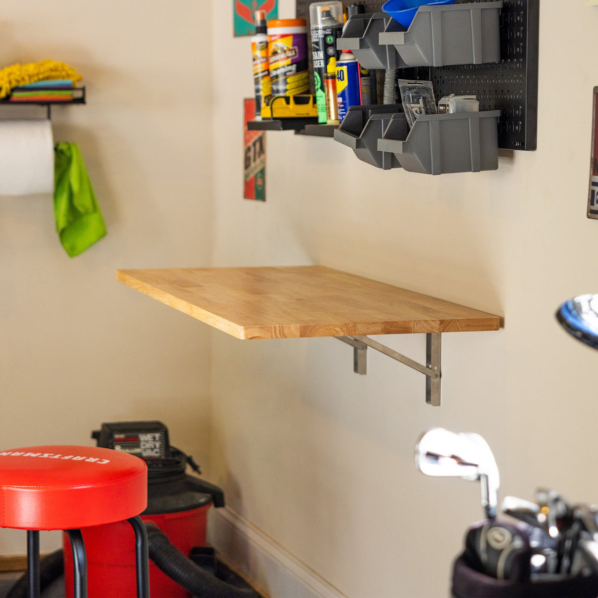 Wakefield Foldable Workbench | Heavy-Duty Table-Wall Mounted-Grease Monkey Garage
