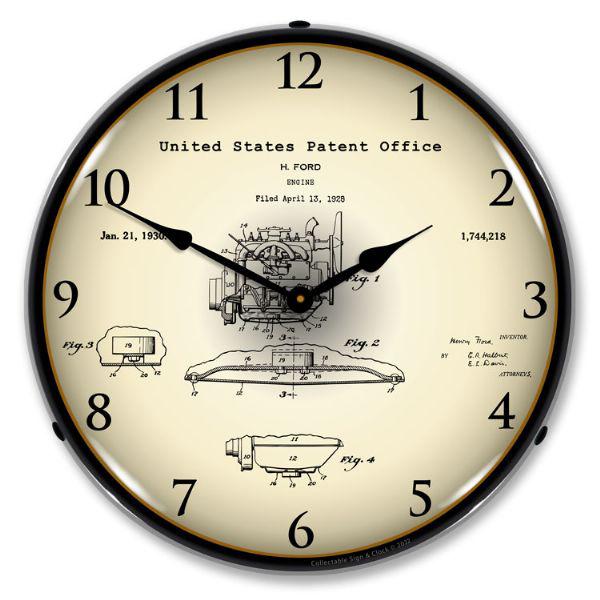 1928 Henry Ford Engine Patent Backlit LED Clock-LED Clocks-Grease Monkey Garage
