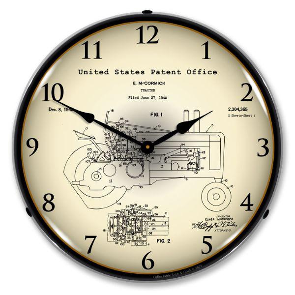 1942 John Deere McCormick Tractor Patent Backlit LED Clock-LED Clocks-Grease Monkey Garage