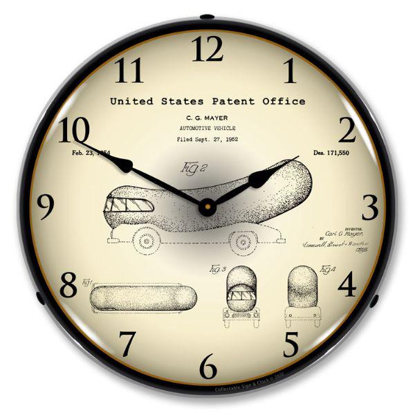 1952 Oscar Mayer Wienermobile Patent Backlit LED Clock-LED Clocks-Grease Monkey Garage