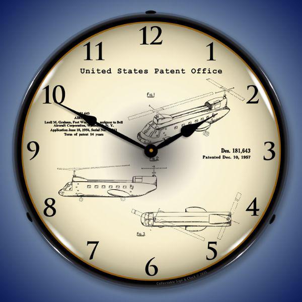 1956 CH-47 Chinook Helicopter Patent Backlit LED Clock-LED Clocks-Grease Monkey Garage