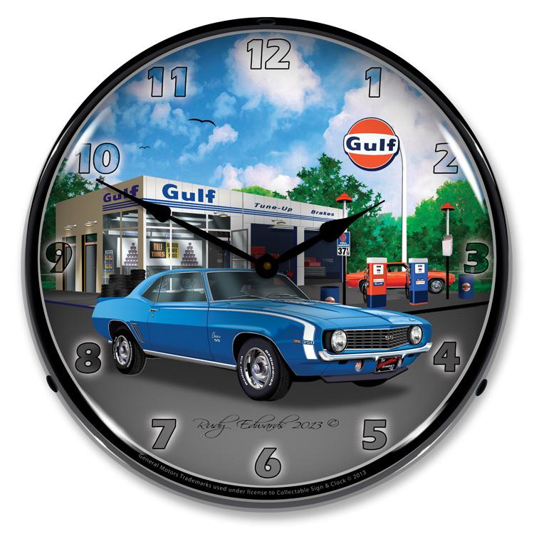 1969 SS Camaro Gulf LED Clock-LED Clocks-Grease Monkey Garage