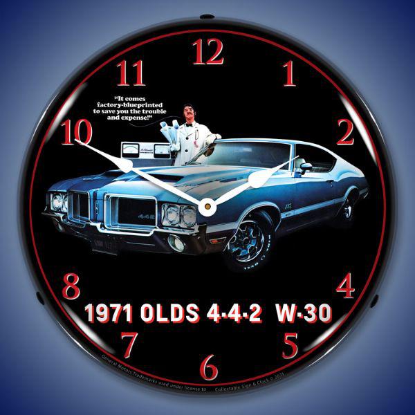 1971 Olds 442 W30 Backlit LED Clock-LED Clocks-Grease Monkey Garage