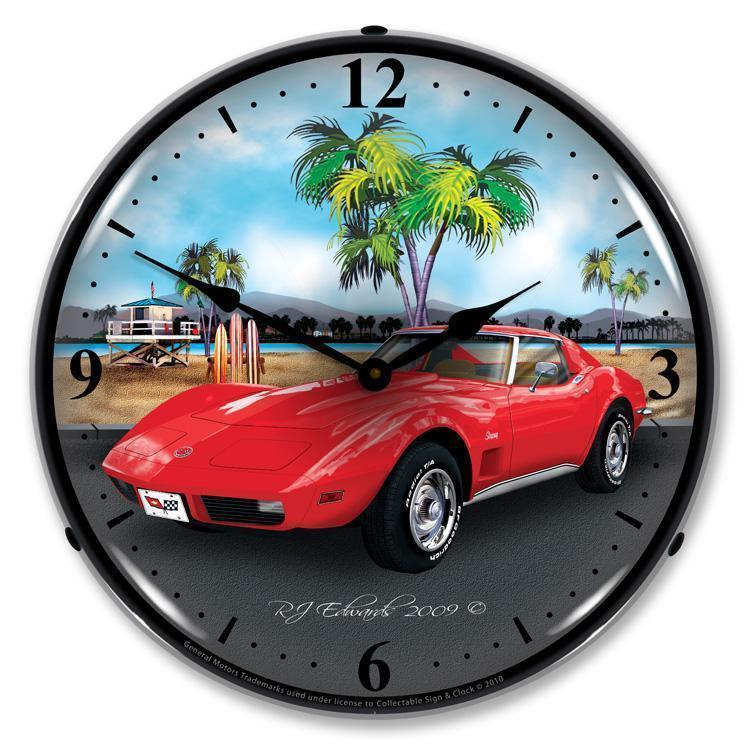 1973 Corvette Backlit LED Clock-LED Clocks-Grease Monkey Garage