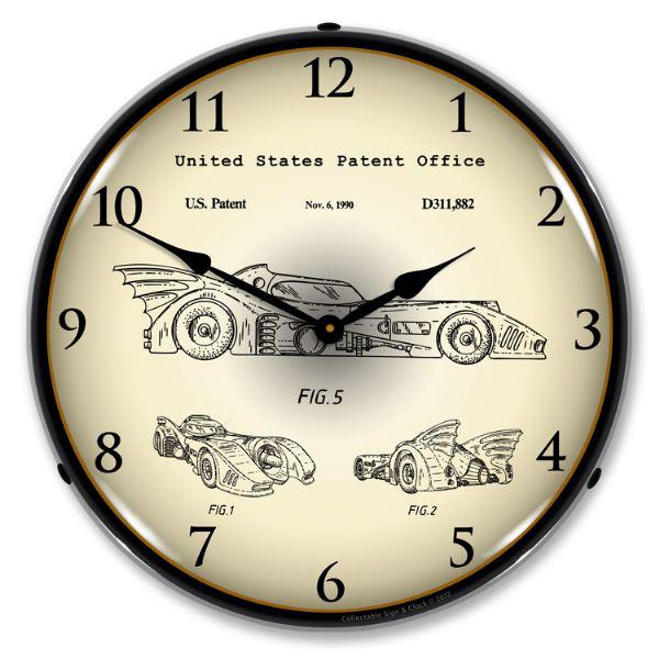 1990 Batman Batmobile Patent Backlit LED Clock-LED Clocks-Grease Monkey Garage
