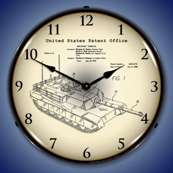 1995 M1A2 Abrams Main Battle Tank Patent Backlit LED Clock-LED Clocks-Grease Monkey Garage